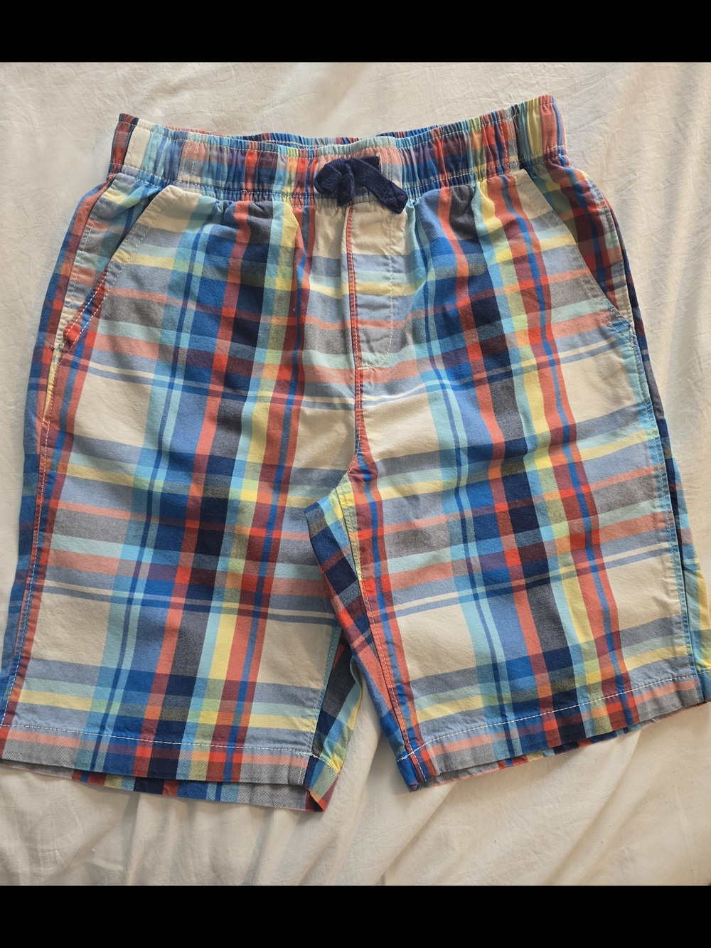 Lands' End Men's Multicolor Plaid Cotton Shirt - Blue, Red & Yellow